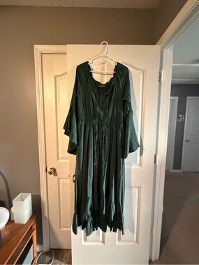 Green Flowing Midi Dress by Scarlet Darkness